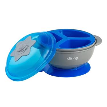 Imagem de PRATO com Ventosa e Divisória Premium - Azul Requintado para Alimentação Infantil