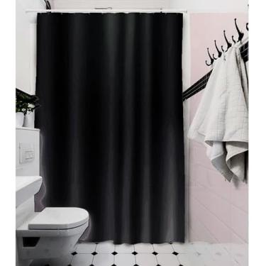 Imagem de Cortina de Box Banheiro Vinil com Ganchos – Cortina para Box Impermeável e Fácil de Limpar (LISA PRETA)