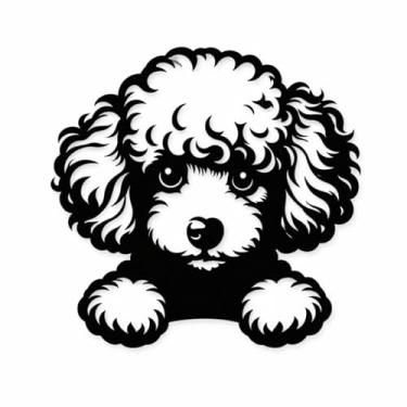 Imagem de Arte Decorativa Pet 3D para Parede, Dog Friendly, Cão, Quadro Cachorro, Shih Tzu, Labrador Retriever, Poodle, Pit Bull e Vira-Lata e Muito Mais, Preto, 23x23cm, Plástico Ecológico, Fita 3M, Confira Modelos (Poodle)