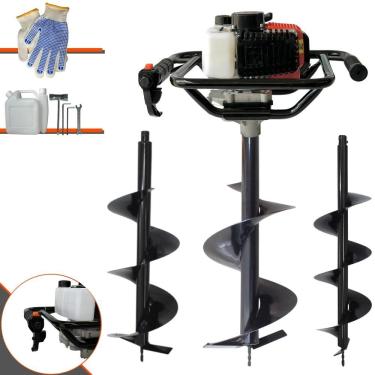 Imagem de Kit Perfurador de Solo Completo Vant VPS52 À Gasolina 2T 52cc 2HP de Potência Alta Rotação Com Brocas 80x20cm, 80x25cm e 80x30cm