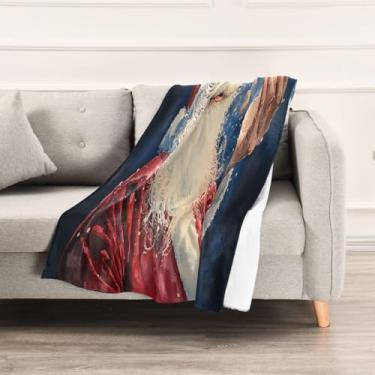 Imagem de Wassud Cobertores e mantas de Natal 152,4 cm x 228,6 cm cobertor engraçado de Papai Noel para sofá, cadeira, decoração de casa