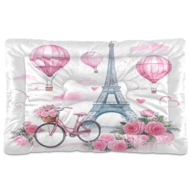 Imagem de Wassud Dreamy Torre Eiffel Tapete lavável para animais de estimação para cães e gatos, almofada de cama de viagem antiderrapante, almofada de canil para ambientes internos e externos, 45 x 61 cm