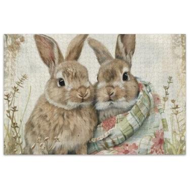 Imagem de Spring Bunnies Quebra-cabeça adulto 500 peças arte floral pintura paisagem quebra-cabeça elefantes brancos presentes para adultos