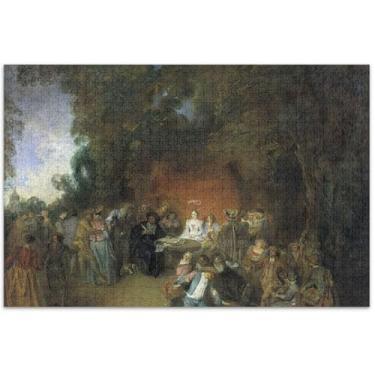 Imagem de Quebra-cabeça com estampa personalizada Jean Antoine Watteau 500 peças para adultos decoração de casa arte divertida brinquedo adulto elefante branco presentes engraçados, 51 x 35 centímetros
