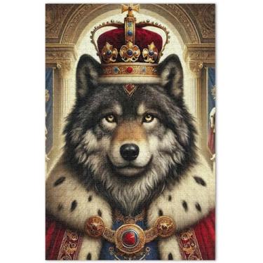 Imagem de Quebra-cabeça engraçado lobo rei adulto 500 peças elefante branco divertido brinquedo adulto pintura de belas artes, 51 x 35 centímetros