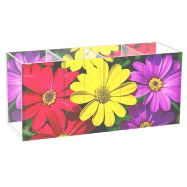 Imagem de TSENQUE Porta-lápis de acrílico personalizado, vermelho, amarelo, roxo, para mesa, caneta, caneta, lápis, papelaria, escritório, estética, armazenamento de mesa