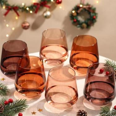 Imagem de Conjunto de taças de vinho coloridas sem haste Venus de 170 a 500 ml, vidro colorido de cristal soprado à mão sem haste, copo multicolorido para amantes de vinho, casamento, aniversário, presentes de