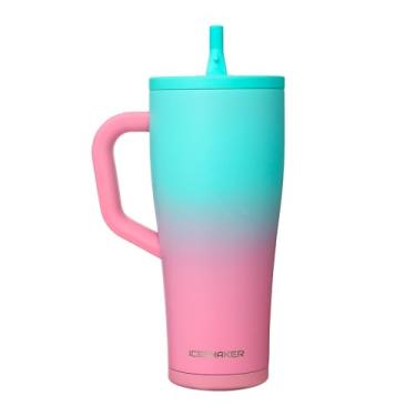 Imagem de Ice Shaker Copo de 940 ml com alça e canudo | Menta rosa de 946 ml | Frio por mais de 30 horas | Garrafa coqueteleira 2 em 1 | Garrafa sem odor de 940 ml para água, shakes de proteína, smoothies