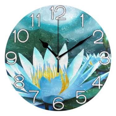 Imagem de GAIGEO Relógio de parede analógico floral floral floral aquarela relógio de escritório cozinha moderno alimentado por bateria, decoração de parede vintage, sala de estar, 25 cm, ponteiros dourados