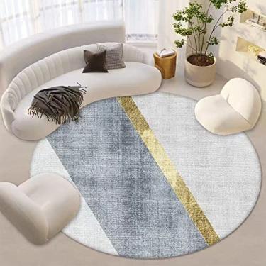 Imagem de Tapete redondo para quarto, tapete circular cinza para quarto de crianças, tapete de pelúcia peludo para quarto de adolescente, tapete felpudo moderno para quarto, decoração de quarto moderno, C