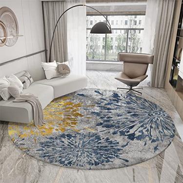 Imagem de Tapete abstrato moderno para sala de estar quarto almofada de mármore redondo tapete circular abstrato tapete lavável, D, diâmetro 160 cm/5,2 pés