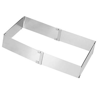 Imagem de GLOGLOW Anel de Mousse Quadrado de Aço Inoxidável para Assadeira, Molde de Bolo Ajustável, 5 Cm de Altura, Prata, Cozimento DIY para Bolo de Mousse e Produtos de Cozimento de Biscoitos (Anel de