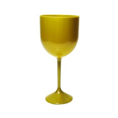 Imagem de Kit 15 Unidades Taça de Acrílico Gin Vinho Bebidas 400ml Cor Lisa Taça Plástico (Gold)