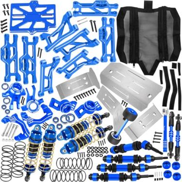 Imagem de BRCatWPark RC Upgrades Part for 1/16 Mini Maxx,Shocks,Dust Resist Cover,Controller Mount Plate,DriveShaft,Wheelie Bar Set,Chassis,Arm,Caster/Steering Block,Stub Axle Carriers,Steering,Link,Navy Blue