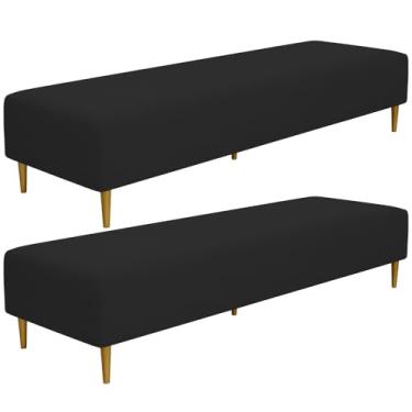 Imagem de Kit 02 Puffs Decorativo Sala de Estar Bali W01 Pés Palito 170x60cm Suede Preto - Lyam Decor