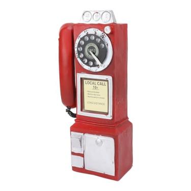 Imagem de GLOGLOW Modelo de Decoração Diária, Telefone Decorativo retrô para Casa, Bar, café, 9,5x7x28cm, Design Clássico Artesanal, Telefone de Resina Vintage Nan (Vermelho)