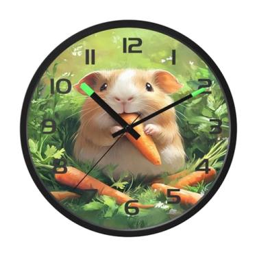 Imagem de CEBUGI Relógio de parede com luz noturna de 30,5 cm que brilha no escuro com sensor de voz, relógios de parede de porquinho-da-índia operados por bateria para decoração de quarto e sala de estar