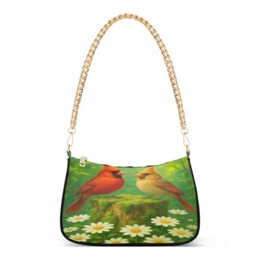 Imagem de Bolsa de ombro natalina com corrente verde, estampa floral artística Hobo para uso diário e noturno