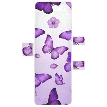Imagem de Borboletas roxas flores roxas chaise lounge capa de cadeira toalhas de piscina lounge cadeira de praia espreguiçadeira espreguiçadeira perseguição 215,9 cm x 76,2 cm
