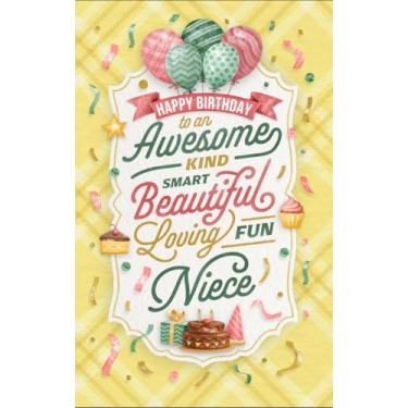 Imagem de Prime Greetings Cartão de aniversário de sobrinha, feito nos EUA, cartolina grossa com envelope premium embalado em um envelope de apresentação reutilizável, ecológico, 12,7 cm x 19,7 cm