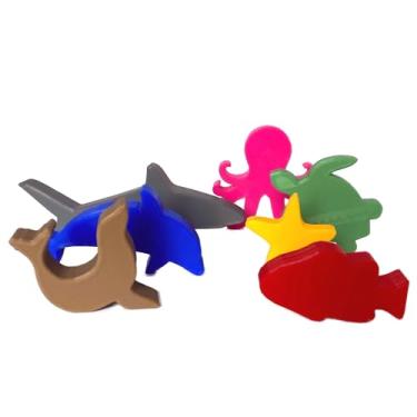 Imagem de Animais Marinhos Miniaturas Em PLA 3d Conjunto Educativo para Crianças Pré-Escolares e Brincadeiras