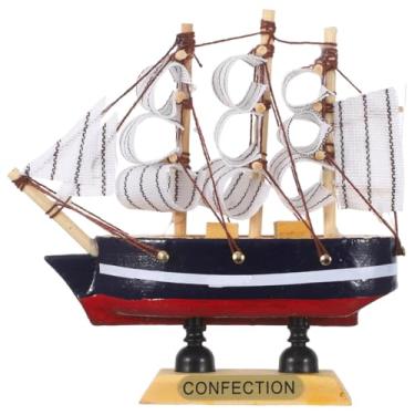 Imagem de SEWACC 1 peça de decoração de barco à vela de madeira, modelo náutico criativo de veleiro para decoração de casa, cor fresca para formaturas, aniversários, design exclusivo