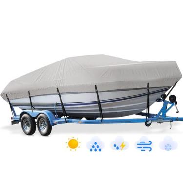 Imagem de Capa de barco Mancro 1200D PU Heavy Duty Waterproof 20-22 pés cinza
