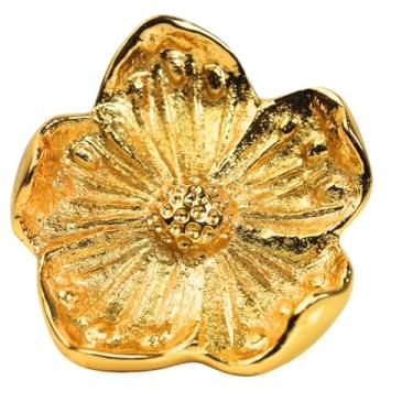Imagem de collectiblesBuy Puxador de armário com design floral de latão dourado – Puxador de gaveta vintage feito à mão para cozinha, banheiro, cômoda, armário | Puxadores decorativos em forma de flor decoração
