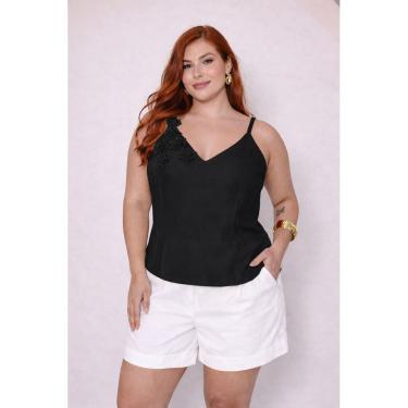 Imagem de Blusa Feminina de Alça com Renda Decote V Elegante