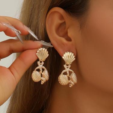 Imagem de Brincos femininos hipoalergênicos da moda, brincos grossos de declaração, joias femininas, acessórios modernos, Medium, Liga de aço banhado a ouro, Sem pedra preciosa