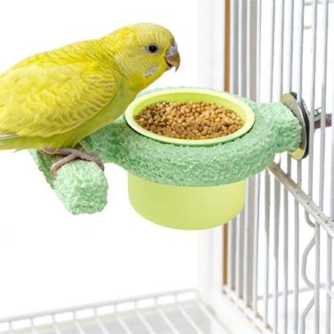 Imagem de Pratos de pássaros para gaiola, alimentador de gaiola de tigela de pássaro com poleiro, prato de água de cacatua, para periquito conure, cacatua, canário, calopsita