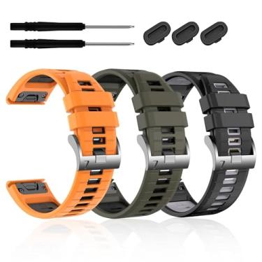 Imagem de IENYU Pulseira de relógio Fenix 7X 6X Pro 5X Plus de 26 mm, pulseira de silicone macio, para Garmin Enduro 2/Descent MK2i /MK3i 51 mm/Tactix 7Pro/Epix Pro de 51 mm, One Size, Ágata