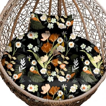 Imagem de Tycdiose Almofada de substituição para cadeira de ovo, cesta suspensa para cadeira de ovo, impermeável, Papasan, almofadas com encosto de cabeça, almofadas redondas maiores para cadeiras de ovos