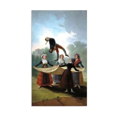 Imagem de Arte de parede Francisco Goya, o manequim de palha, impressão em tela famosa reprodução de pinturas a óleo abstratas imagem de arte emoldurada para decoração de casa pôster de 70 x 40 cm (28 x 16