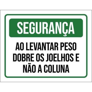 Imagem de Placa Segurança Levantar Peso Dobre Joelhos Não Coluna 18X23 - Sinaliz