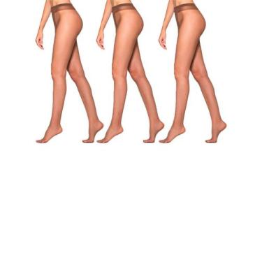 Imagem de Kit com 3 Meias Calças Fio 15 Essencial Loba 5770-002, Bege, G