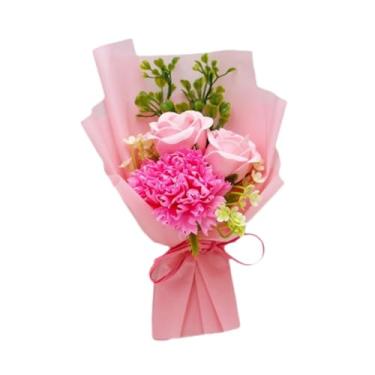 Imagem de Kuntesetty Buquê de sabonetes decorativos, presente para mãe, flores artificiais, sabonete floral para o Dia dos Professores, aniversário, Natal, para meninas, Luz Rosa
