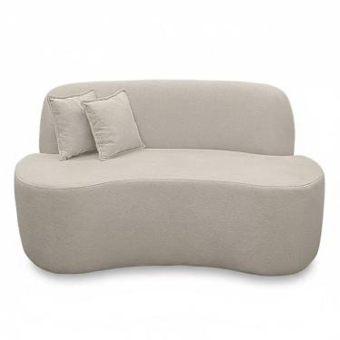 Imagem de Sofá Ondulado Orgânico Pequeno 2 Lugares Sala Bouclé Bouclé Bege