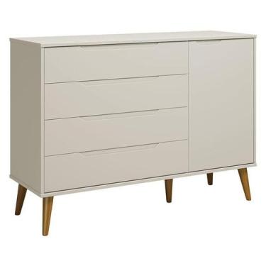 Imagem de Cômoda com Porta Retrô Elfe Areia Acetinado Amadeirado - Reller