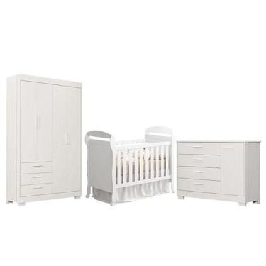 Imagem de Quarto de Bebê Zaki e Berço Americano Danny Branco Acetinado - Reller