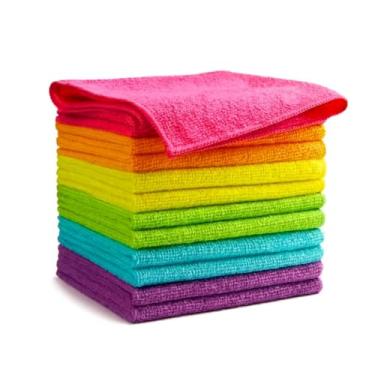 Imagem de Kit Panos de Microfibra Multiuso Reutilizáveis 10 15 20 Unidades para Limpeza de Carro Vidro Cozinha Banheiro Casa Toalha Absorvente Secagem Rápida (10)