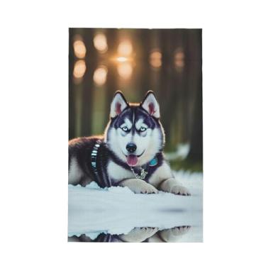 Imagem de XLLingL Husky Dog Print Waffle Toalhas de cozinha, panos de prato de microfibra, para decoração e limpeza de cozinha - 1 peça