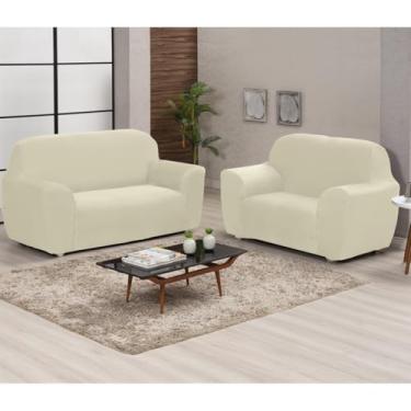 Imagem de Capa de Sofá King Coladinha 3 e 2 Lugares Protetora Elástica Ajustável (palha)