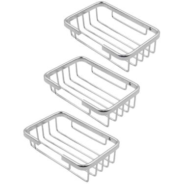 Imagem de Kit 3 Porta Sabonetes de Parede em Alumínio Retangular Compacto com Acabamento Escovado e Kit instalação