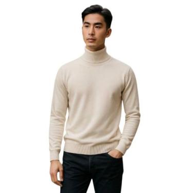 Imagem de Cacharrel Blusa Tricot Lã Masculina Canelada Ref765 - Cacharel, Areia,