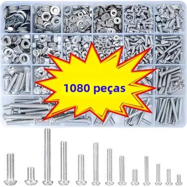 Imagem de Kit De Parafusos, Porcas E Arruelas Métricas M3 M4 M5 M6 1080 Peças - 