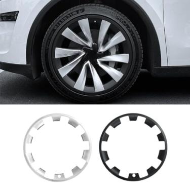 Imagem de Tampa do cubo de 50,8 cm Tampa da roda do pneu do automóvel compatível com o modelo Y 2025+ peça de modificação do kit de carroceria (preto)