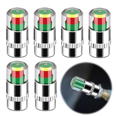 Imagem de KAKUPPA Tampas de monitor de pressão de pneu, tampas de haste de válvula de 2,4 bar 36PSI com alerta de 3 cores, indicador universal do sensor de pressão do pneu para carros caminhões, tampas de