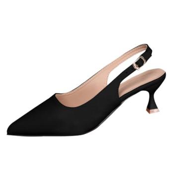 Imagem de Sandálias femininas de salto alto de praia de bico fino para férias verão tendência da moda, Preto, 34