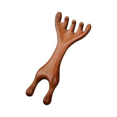 Imagem de Pente De Massagem De Madeira De Sândalo Com Duas Pontas Para Terapia C